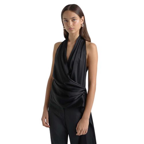 Cue Satin Drape Neck Top